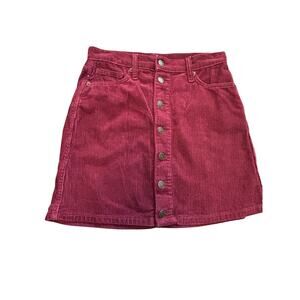 Arizona Jean Co Corduroy‎ Mini Skirt Size 1 Burgundy Y2K Fall Preppy